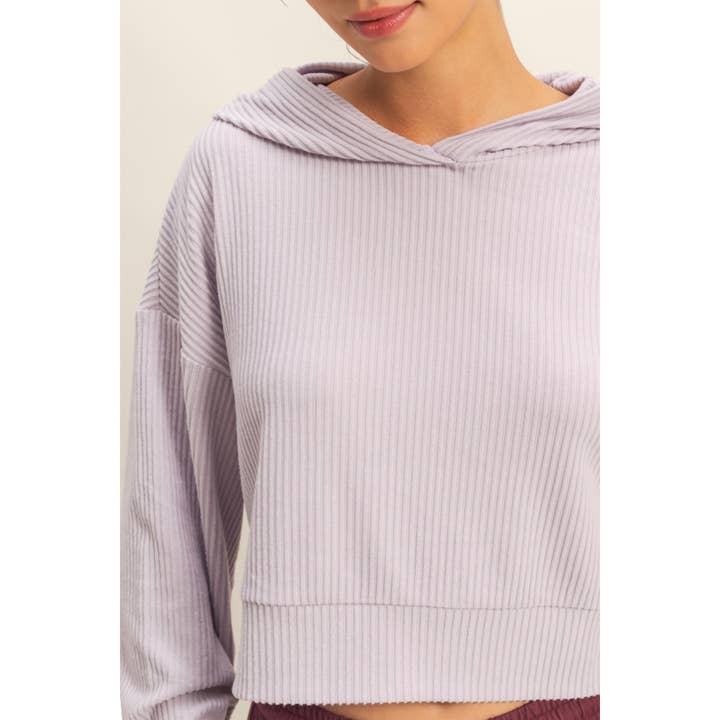 Double Zero - Wholesale Hoodie - Women's - Drop Shoulder Casual Cropped Ribbed Hoodie31