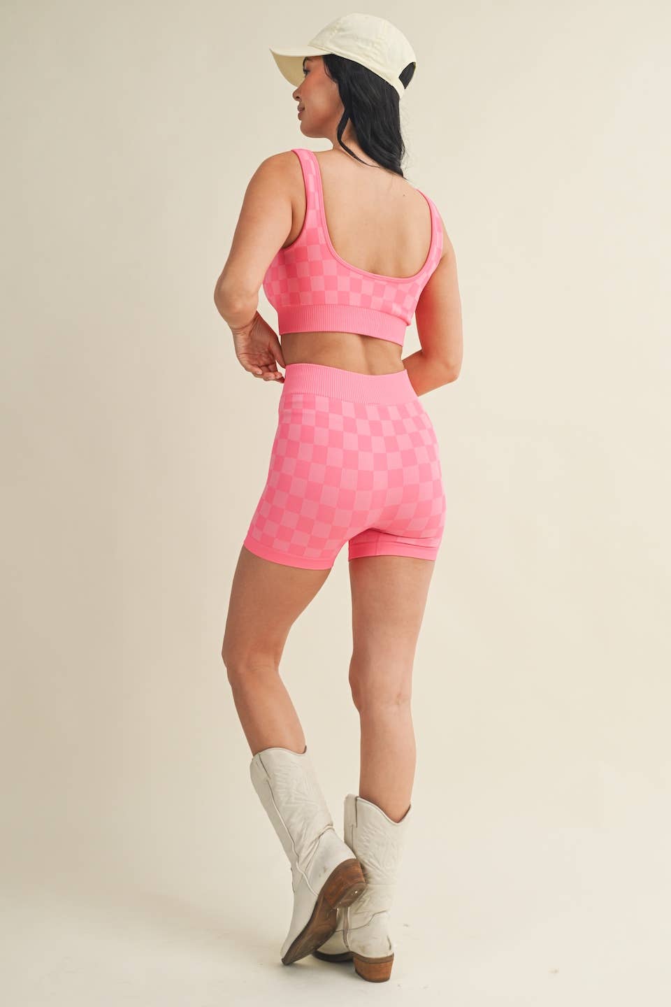 KIMBERLY C - Wholesale Activewear Set - Women's - Checkmate Cropped Two Piece Set36