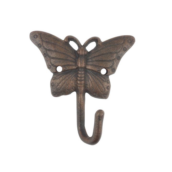 Hampton Ironworks – wholesale Väggkrok – Rustik koppar gjutjärn fjäril krok 6"