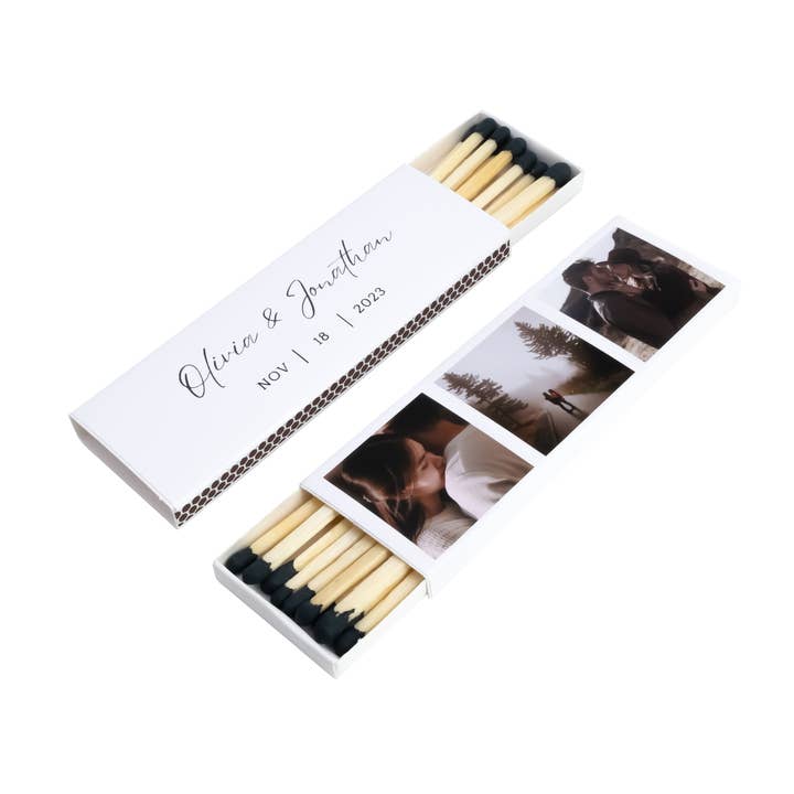 Custom Matchboxes 4" Inch Long Colorful Matches for Wedding and other Purchase Wholesale personalized wine stoppers. Free Returns & Net 60 Terms on Faire trending on Faire.