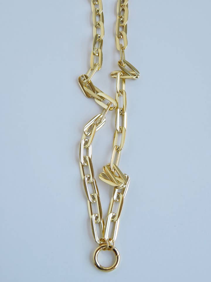 Elliptical Charm Holder Necklace - Clicker Clasp for wholesale by Boutique Suarez Co.