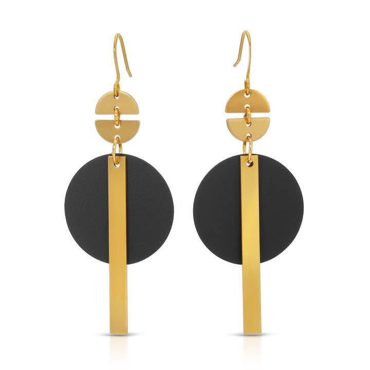 Sunday Girl by Amy DiLamarra - Wholesale Dangle Earrings - ER-594 | Kelli 2 tone geo earrings ships