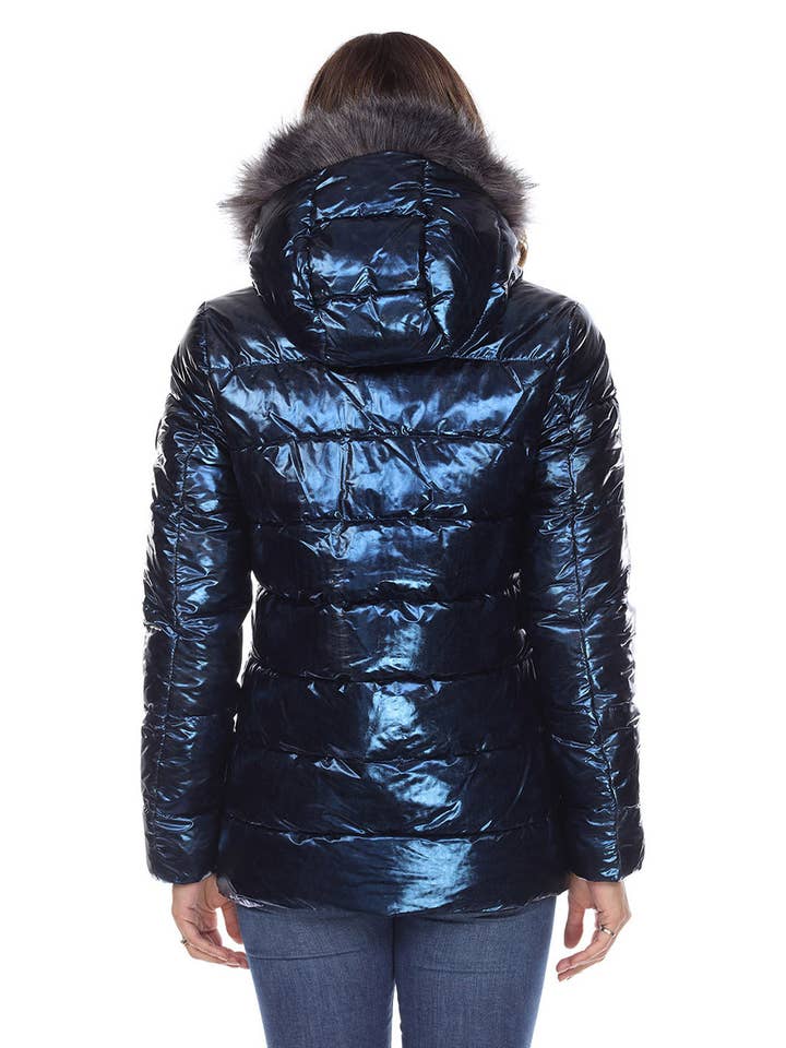 WHITE MARK - Wholesale Puffer Jacket - Women's - Women's Metallic Puffer Coat with Hoodie24