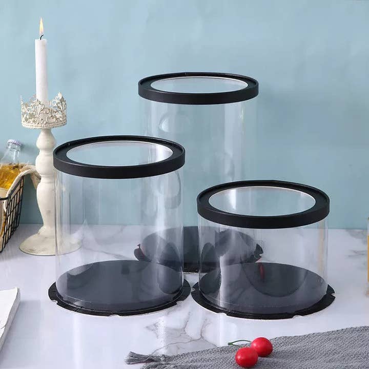 Elegant Design Supply - Wholesale Cake Stand - Round Tall Transparent Clear Cake Box with base and CLEAR Lid