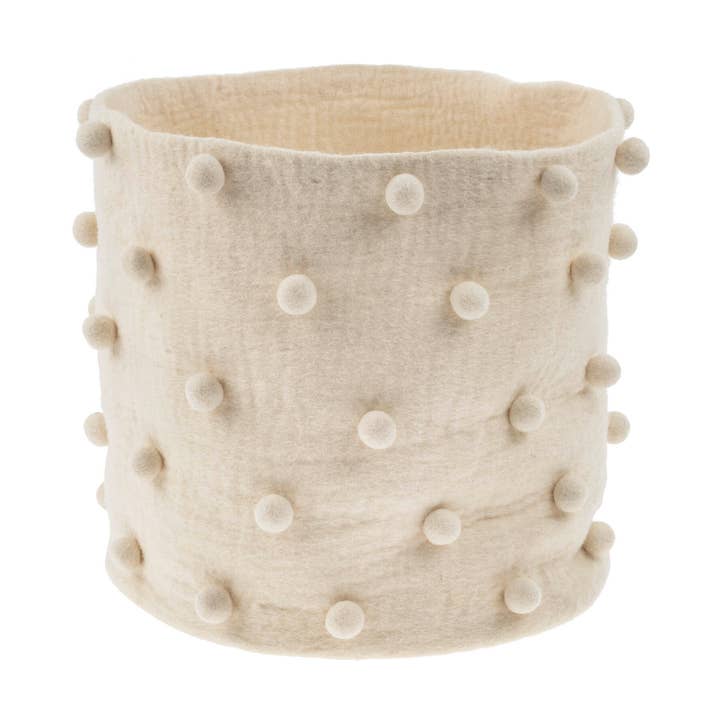 Felted Pom Pom Basket L for wholesale by Indaba Trading