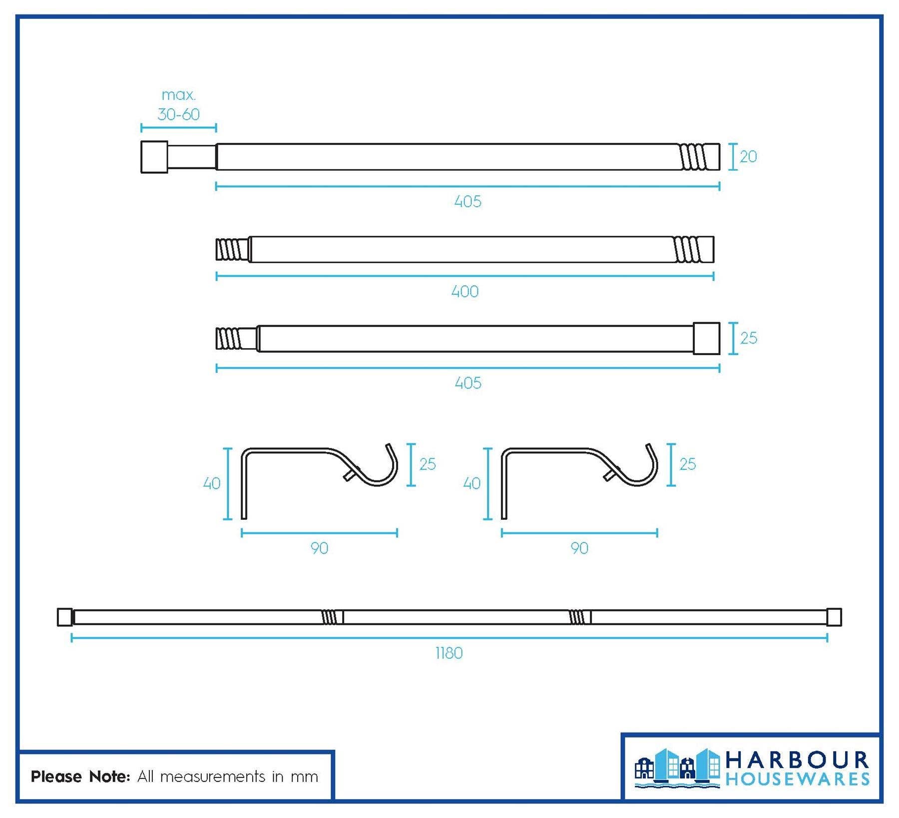 Rinkit Ltd - Wholesale Curtain Rod - Extendable Metal Curtain Pole Kit - 83 to 120cm6