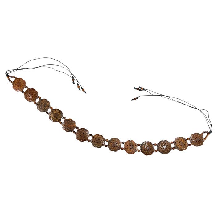 Bälte med pärlor av snidat buffelhorn - Blommigt för wholesale av Treasure Jewelry