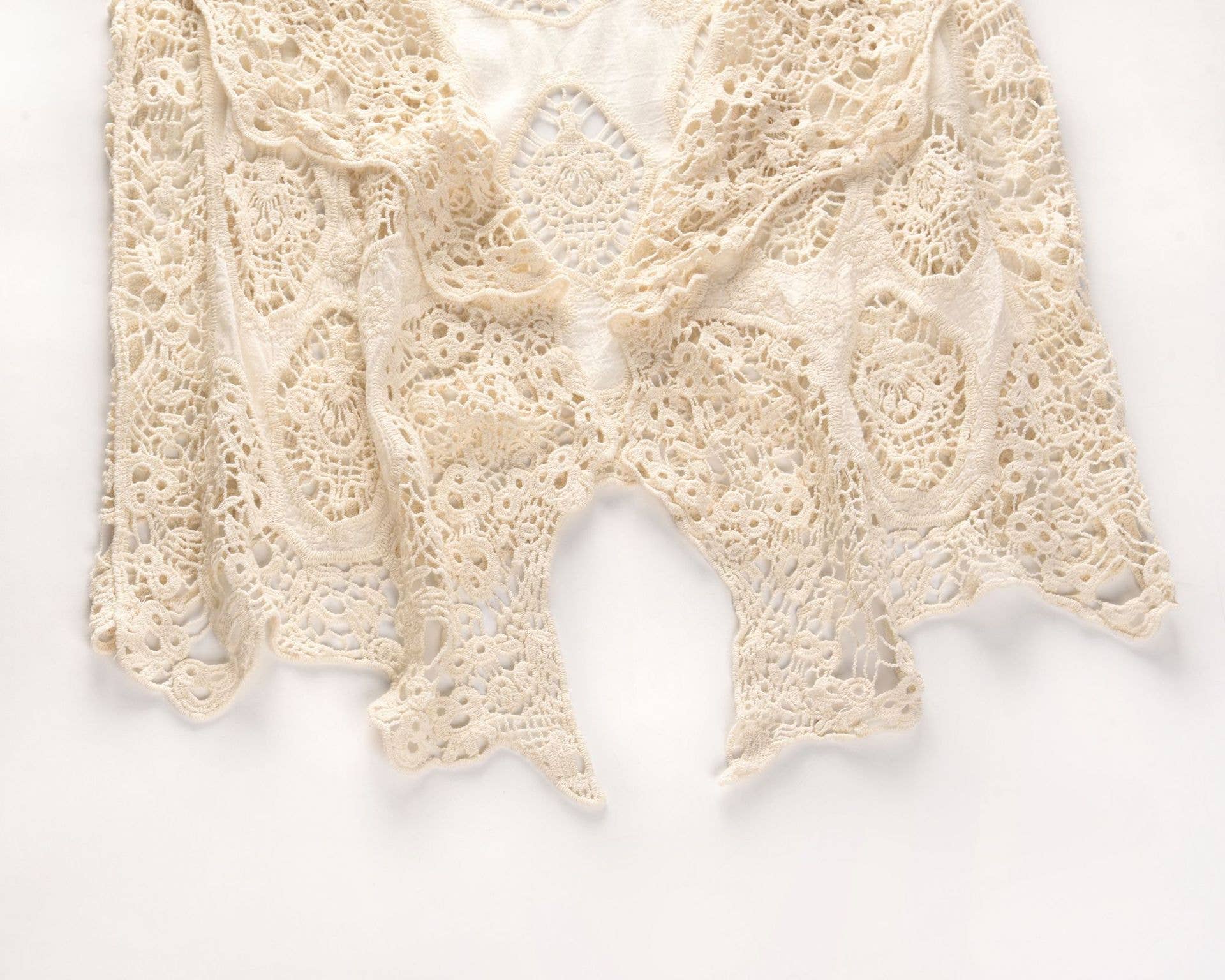 Rosa Clothing - Wholesale Cardigan - Women's - Sleeveless Hollow Jacquard Lace Cardigan5