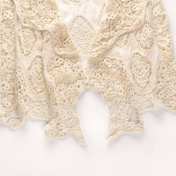 Rosa Clothing - Wholesale Cardigan - Women's - Sleeveless Hollow Jacquard Lace Cardigan5