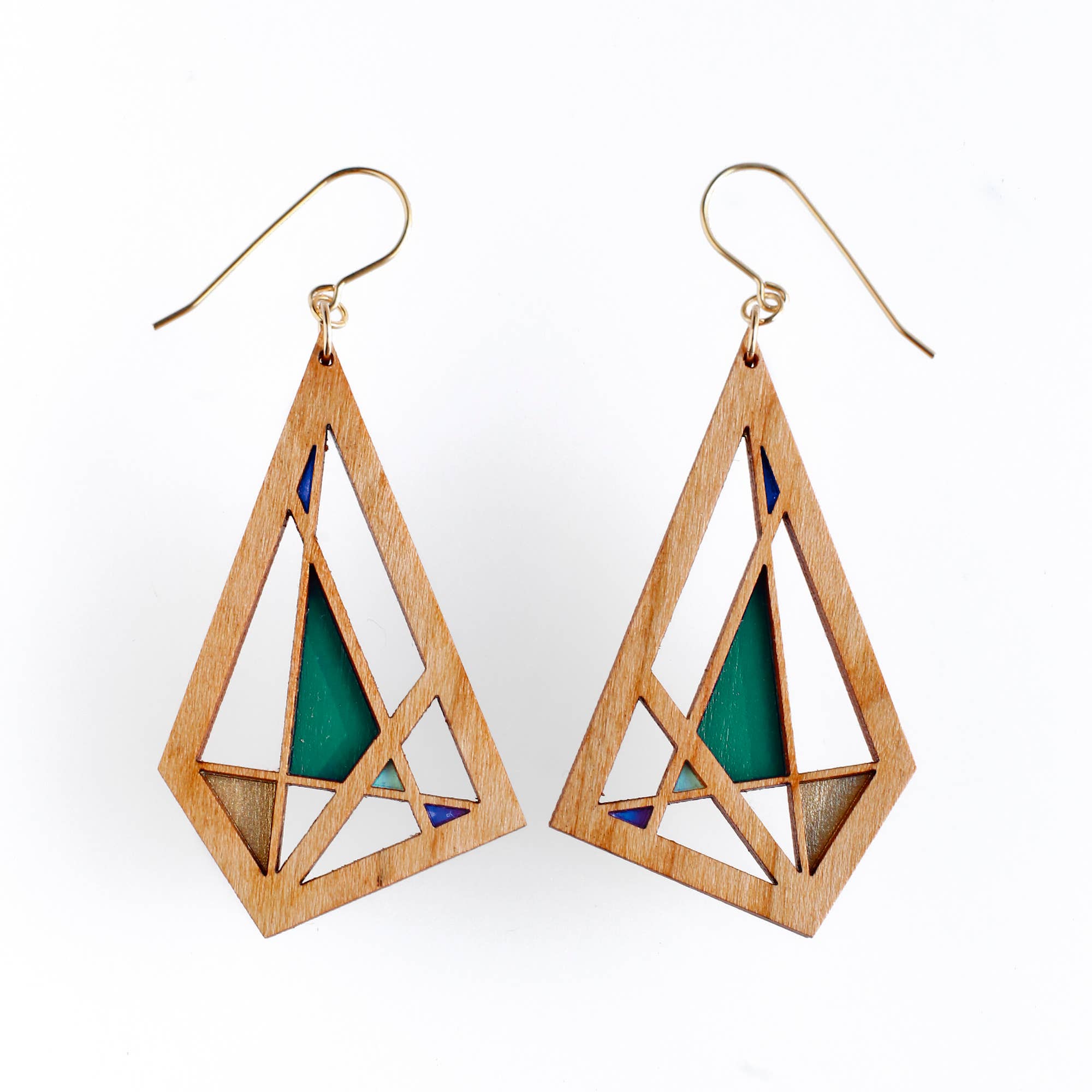 Bird of Virtue - Wholesale Dangle Earrings - Abstract Diamond Earrings · Geometric Lightweight Wood0