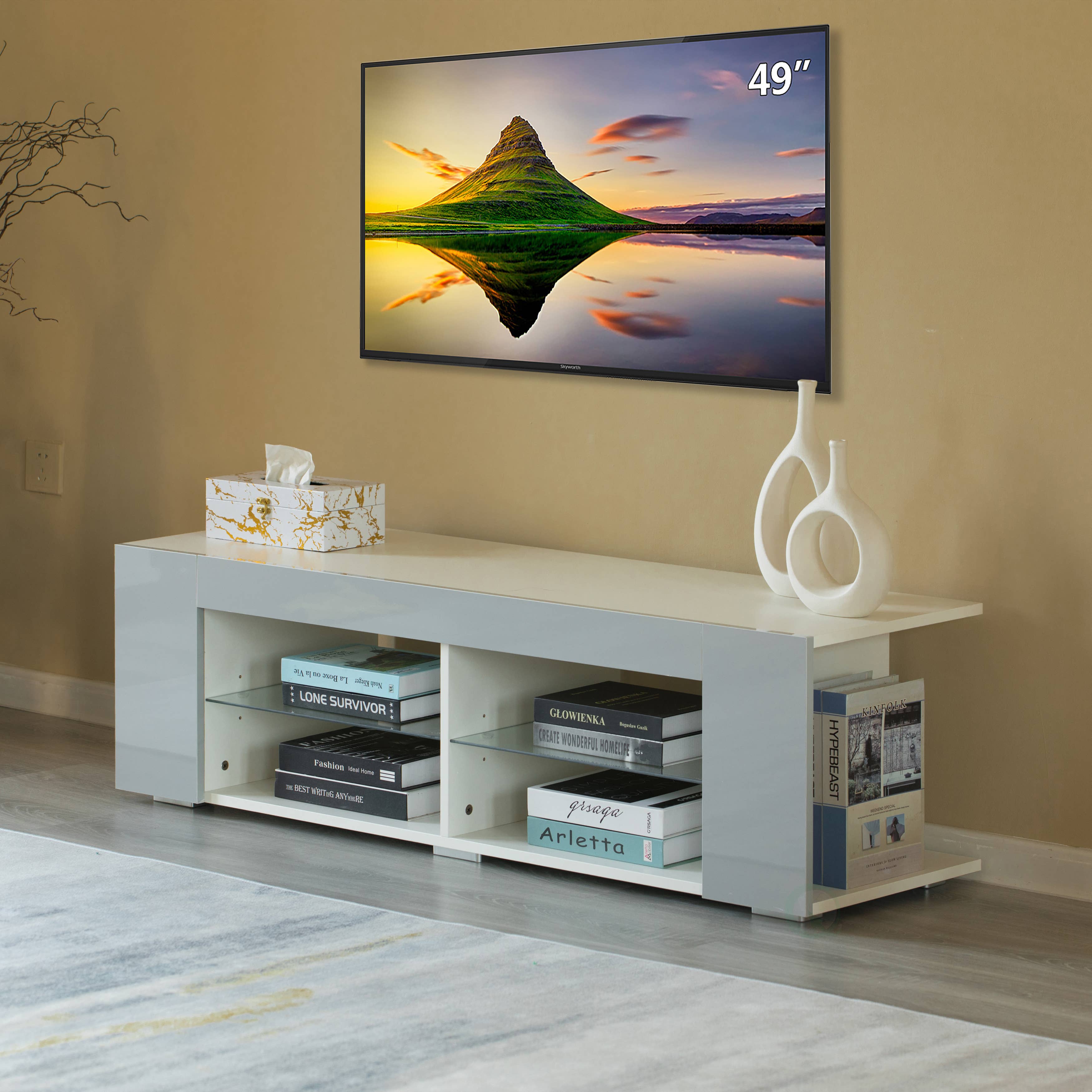 Quickway Imports - Vendita all'ingrosso Consolle - Mobile TV con luci LED e mensole in vetro1