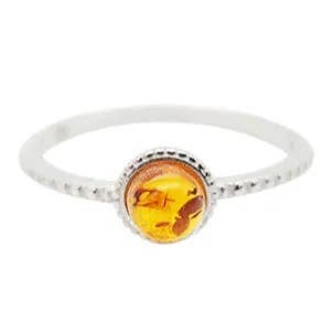 Amberman - Wholesale Single Stone/Solitaire Ring - Cognac Amber Sterling Silver Ring0