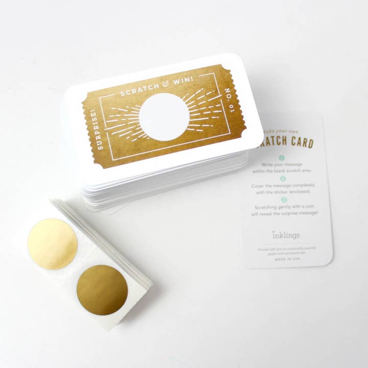 Inklings Paperie - Venta al por mayor Conjunto de papelería y tarjetas - 100 tarjetas rasca y gana para clientes - Golden Ticket6