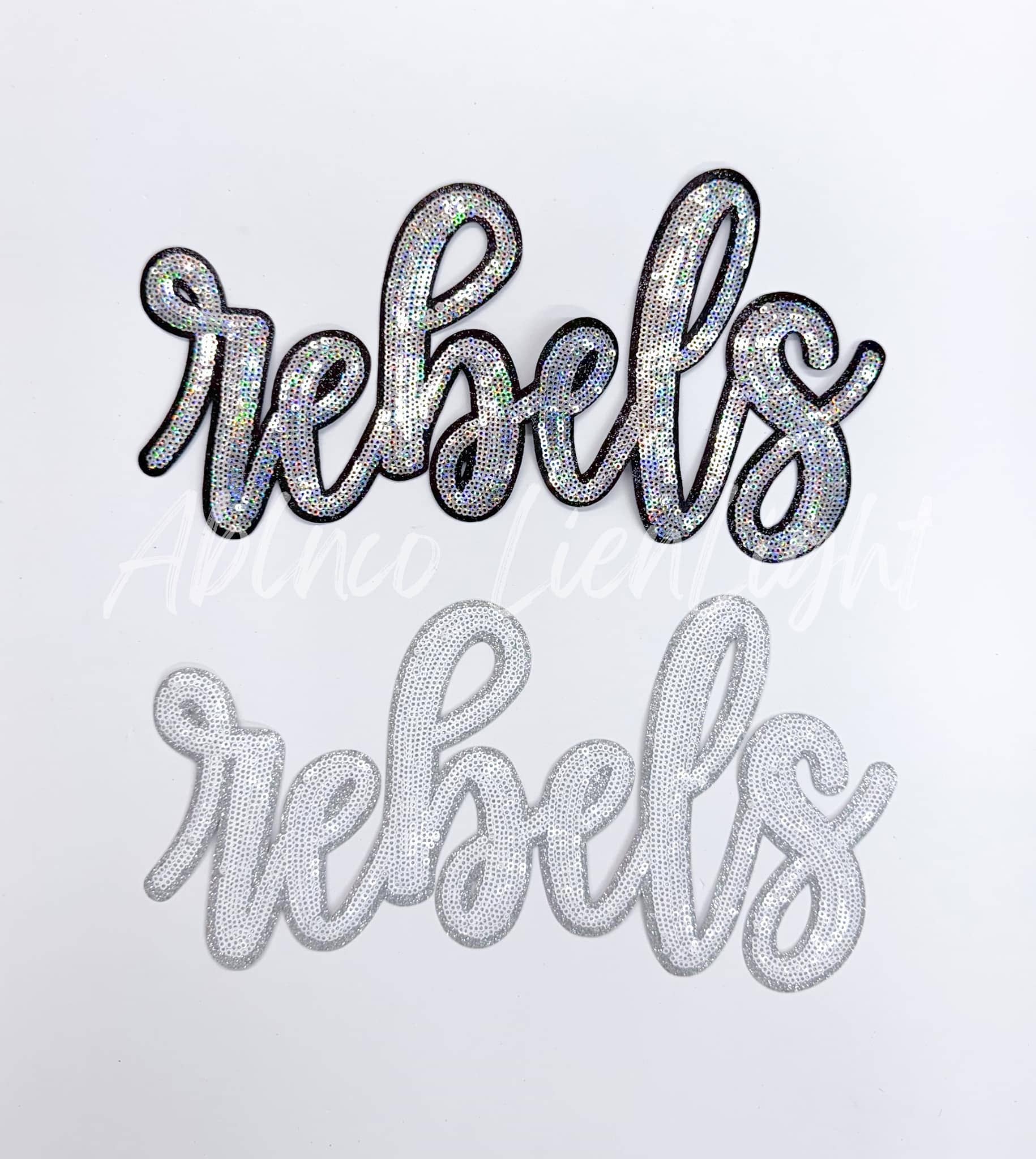 ABLNco - Wholesale Patch - Rebels Cursive Letter Mascot Gameday Sequins Patch