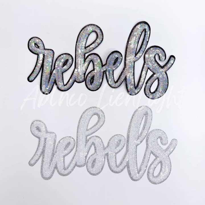 ABLNco - Wholesale Patch - Rebels Cursive Letter Mascot Gameday Sequins Patch0