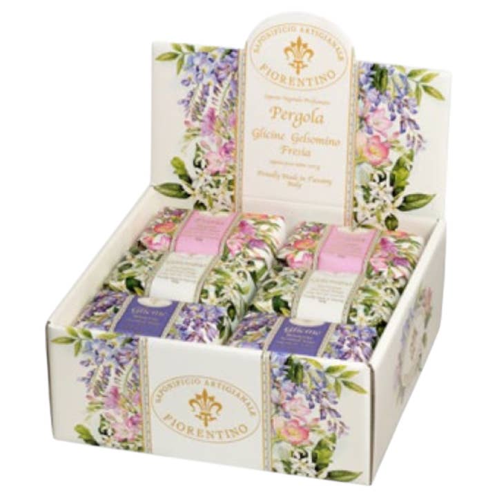Wisteria, Freesia, and Jasmine 12-piece Soap Display for wholesale by Gentil Scents