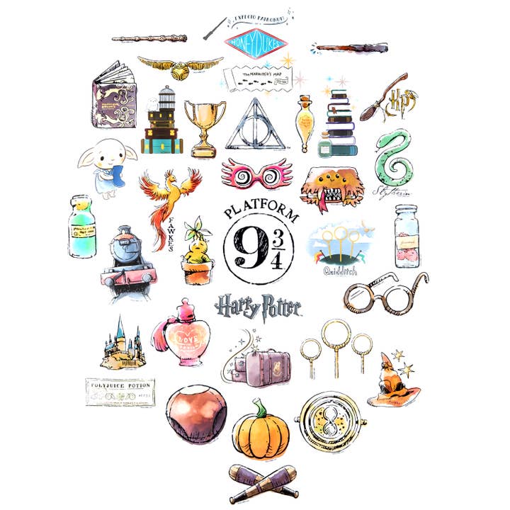 Conquest Journals - Wholesale Sticker - Harry Potter Watercolor Decals (60-Pack)2