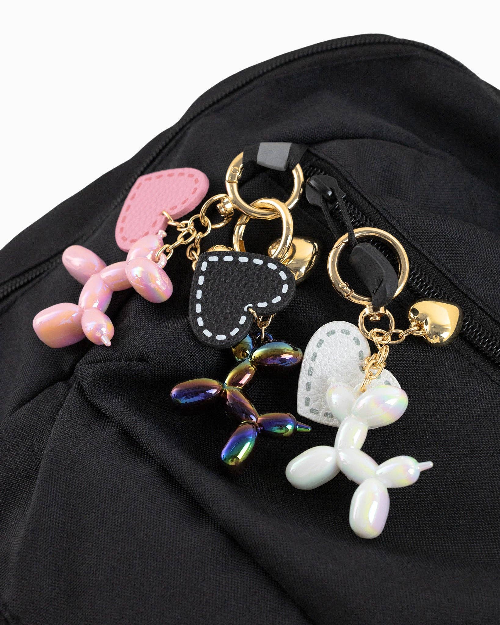 Sessori - Wholesale Keychain - Women's - Chrome Color Balloon Dog with Heart Bag Charm3