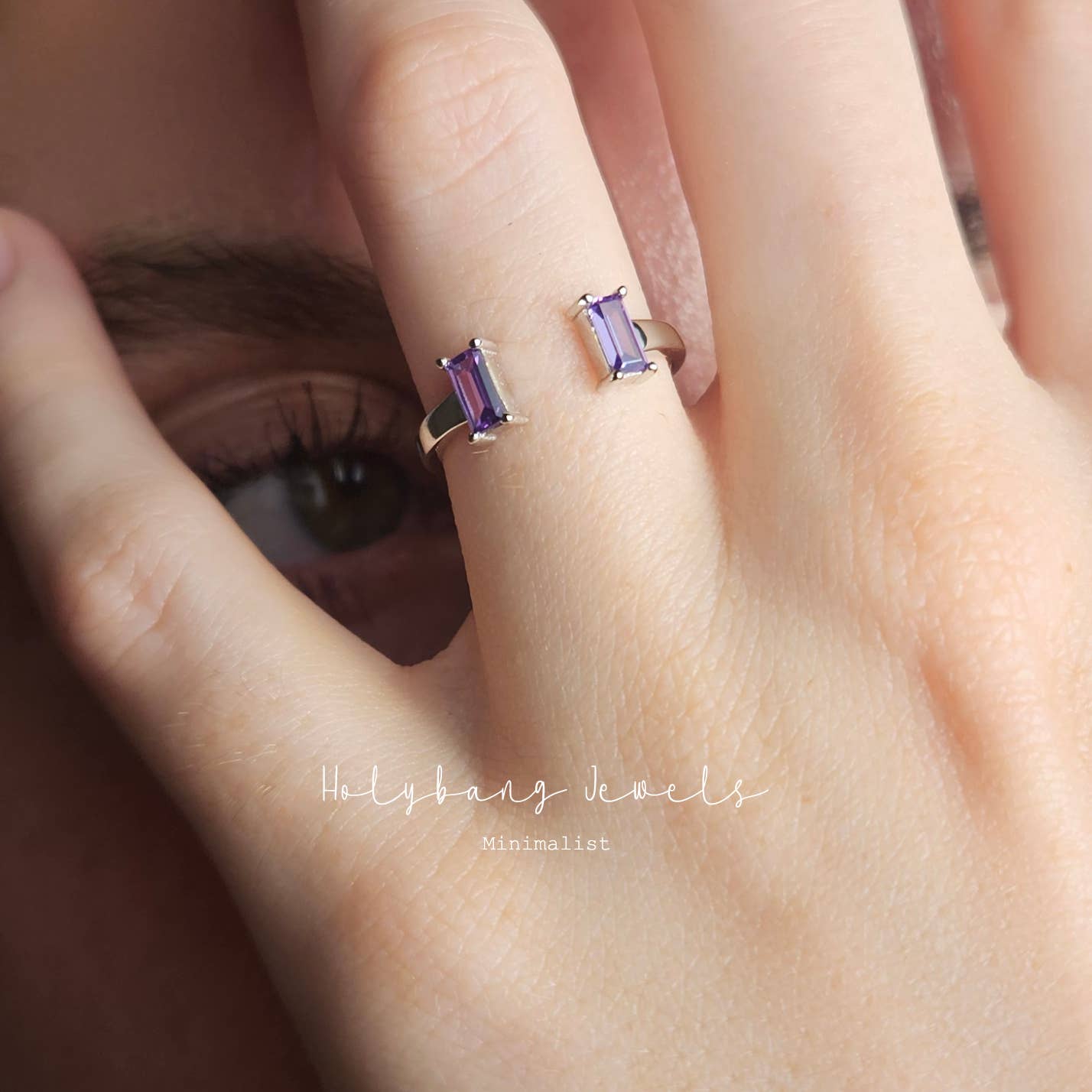 HolyBang Jewels - Wholesale Cocktail/Statement Ring - AMETHYST BAGUETTE CUFF RING - R-FT1170 AMETHYST2