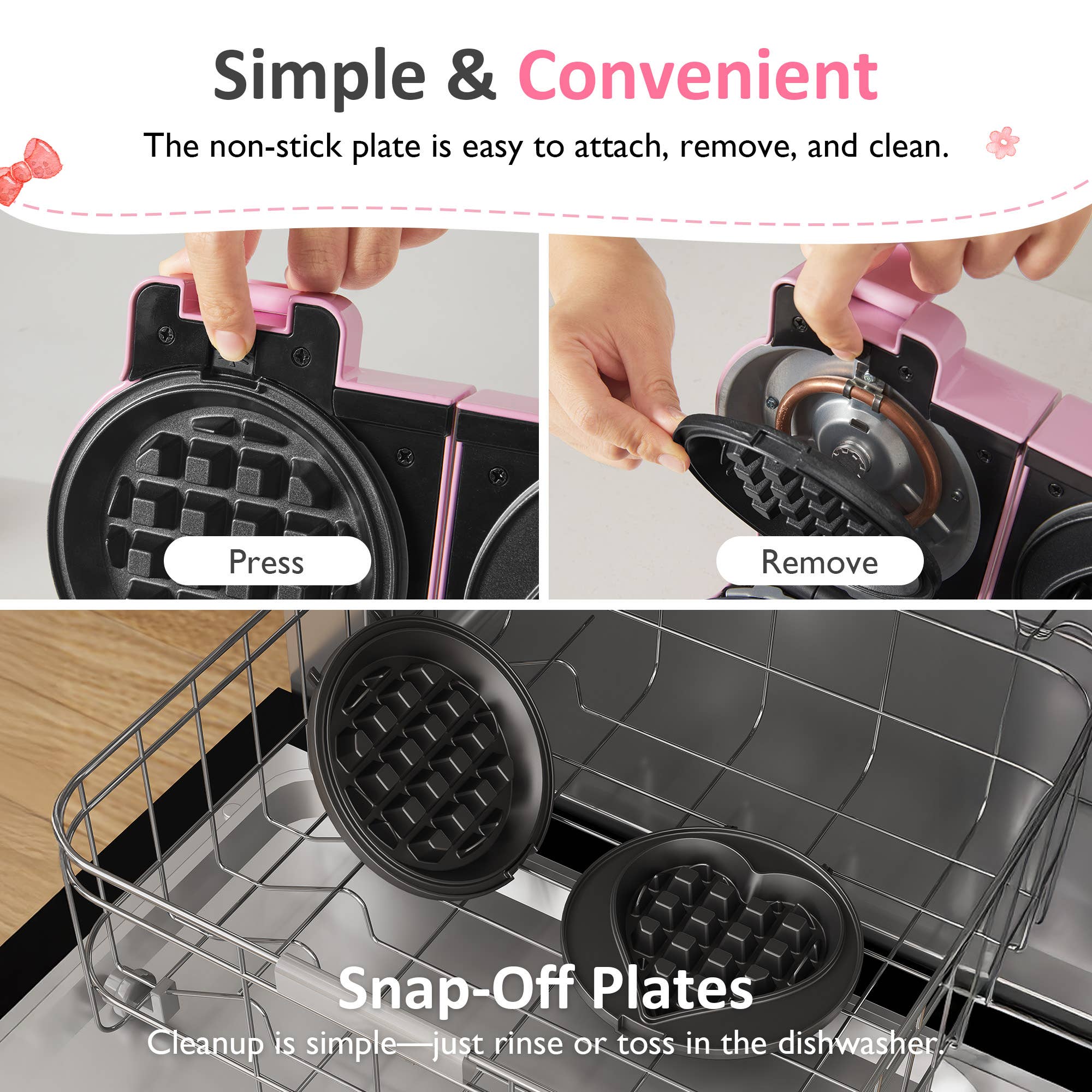 Heynemo - Wholesale Kitchen Appliance - Double Belgian Waffle Maker with Removable Nonstick Plates1