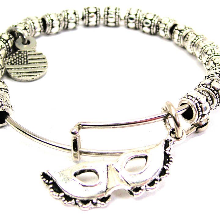 Theatrical Mask Metal Beaded Bracelet Theater Drama Actor for wholesale by Chubby Chico Charms