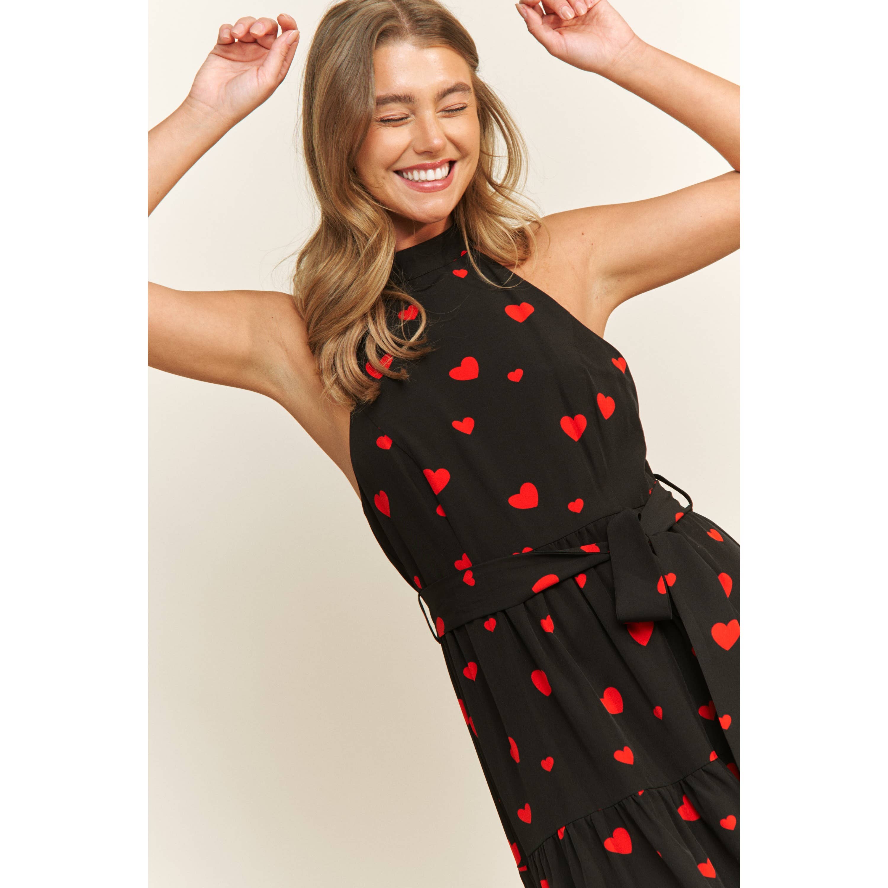 Sweet Generis - Vendita all'ingrosso Vestito - Donna - ABITO MIDI CON STAMPA A CUORE DI SAN VALENTINO IN TESSUTO MORBIDO CON SCOLLO ALL'AMERICANA9