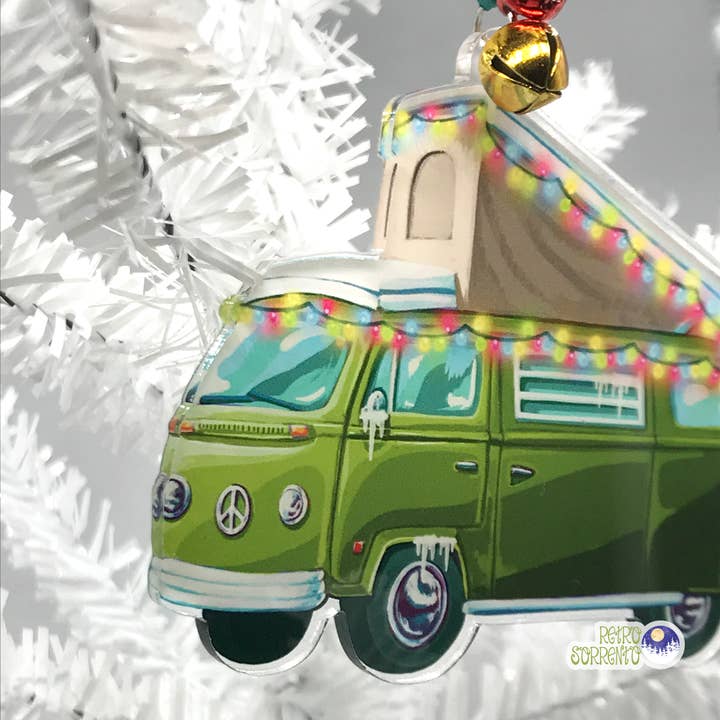 Retro Sorrento - Vente Objets de décoration - Décoration de Noël Hippie Camper Van - Vert1