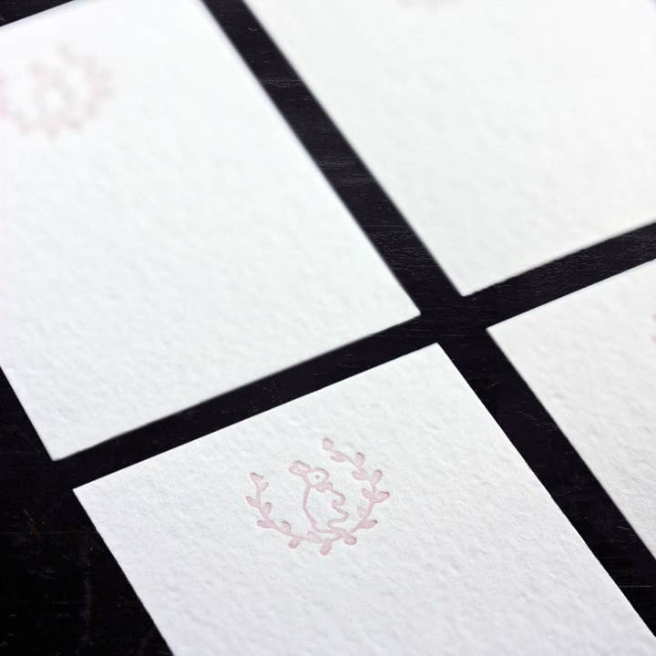Ancesserie Letterpress - Wholesale Stationery/Notecard Set - Pixie Lily Bunny Petite Cards: Pink1