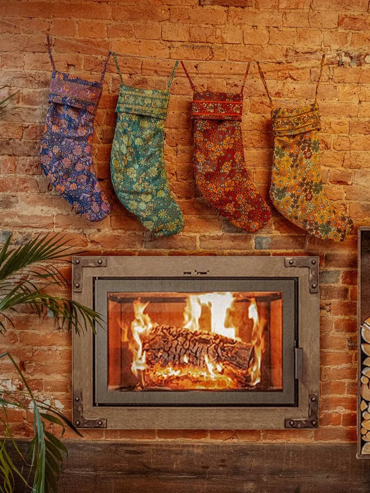 Christmas Stocking, Silk Hippie Boho XL HOLIDAY Decoration for wholesale by Gardenbelle Shop