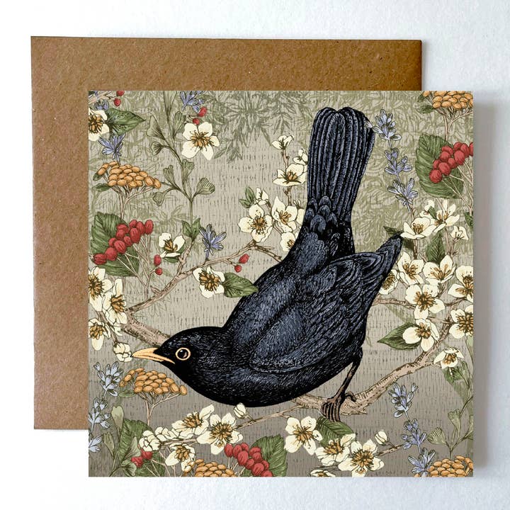 Helen Briggs Design – wholesale Everyday greeting card – Blackbird Greeting Card