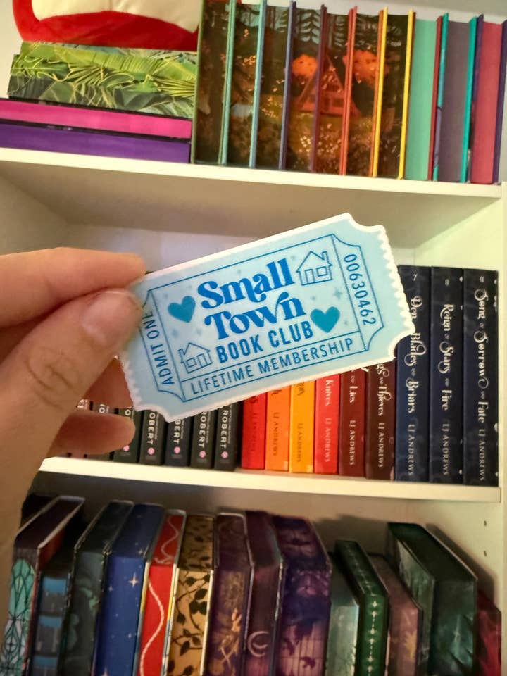Small Town Book Club Sticker for wholesale by Scents, Stories, and Surprises