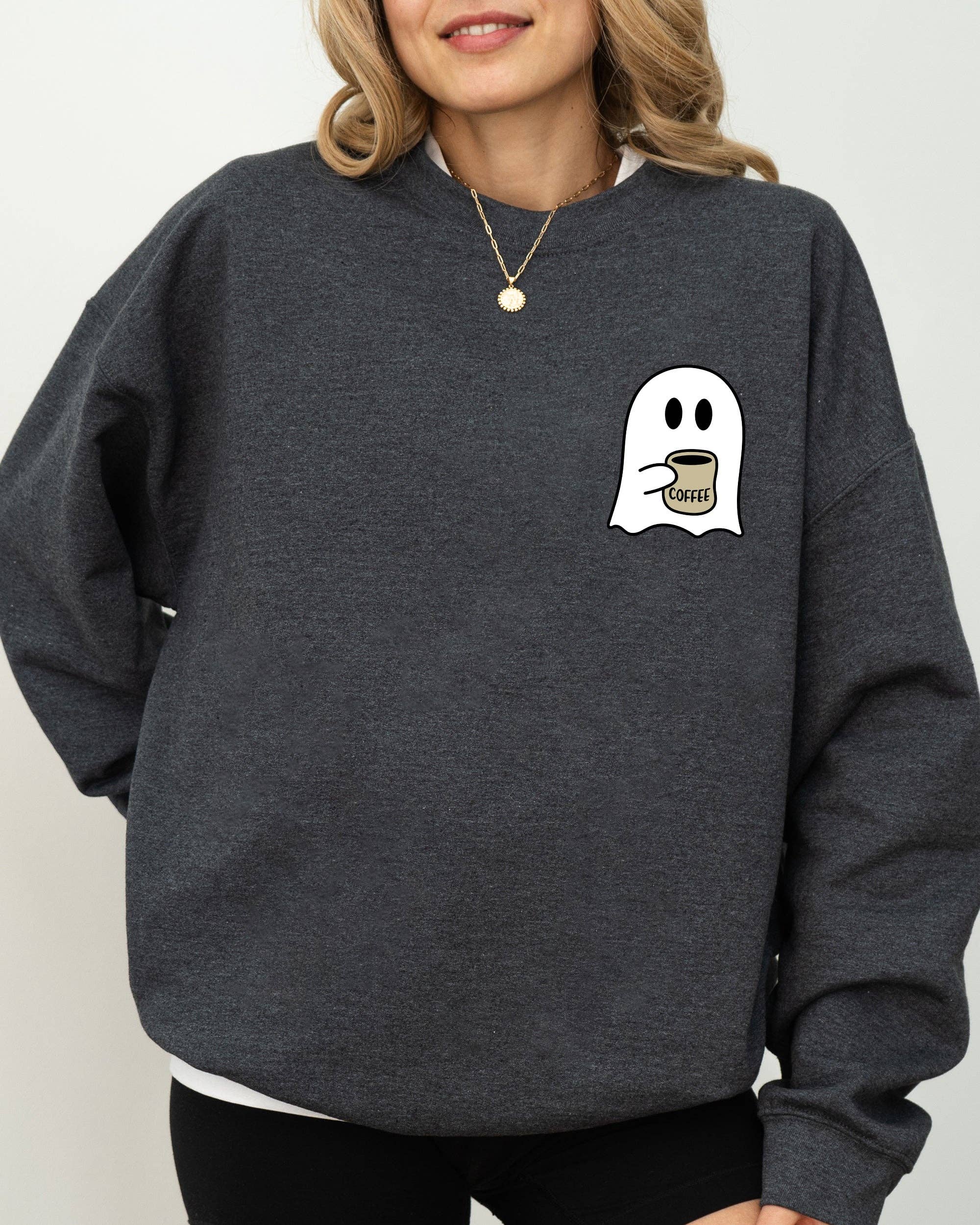 Refinery Number One LLC - Wholesale Graphic Sweatshirt - Women's - Ghost, Coffee Lover, Pocket, Skeleton, Halloween Sweatshirt2