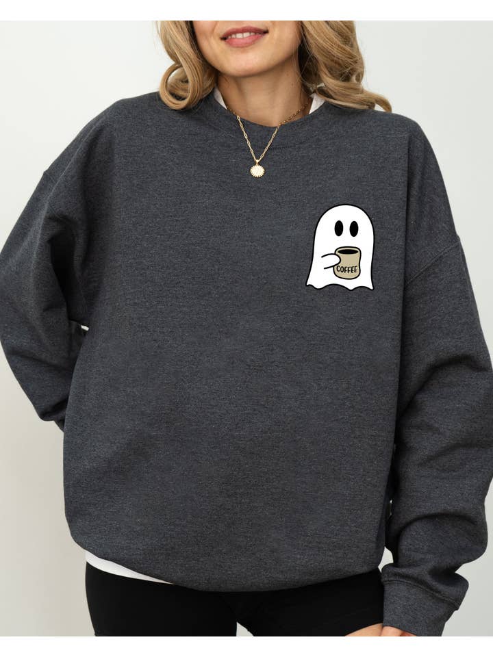 Refinery Number One LLC - Wholesale Graphic Sweatshirt - Women's - Ghost, Coffee Lover, Pocket, Skeleton, Halloween Sweatshirt2