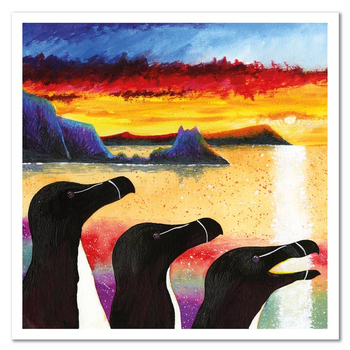 Razorbill Sunset Greetings Card for wholesale by Emma Ball Ltd