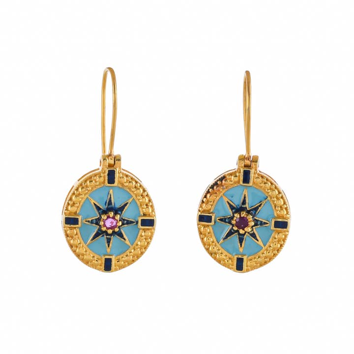 Amethyst Enamel Gold Vermeil Over 925 Silver Earring,Classic for wholesale by Misteerious Seed