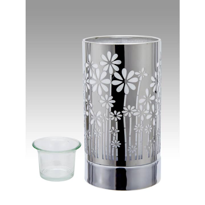 7" Touch Lamp/Oil Burner/Wax Warmer - Silver Garden for wholesale by Peterson Houseware & Artwares US