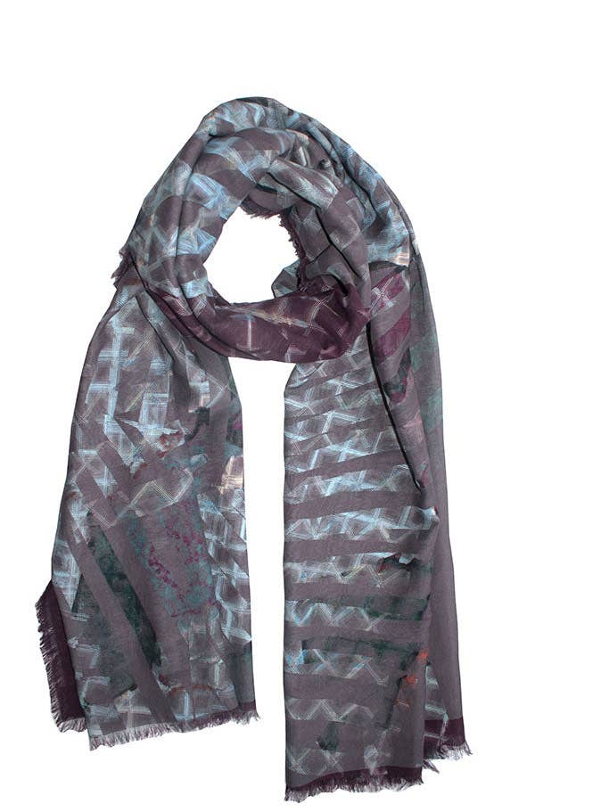 Zijde/katoen „FAN Burgundy” Stola 200x140cm voor wholesale door EditionMichel