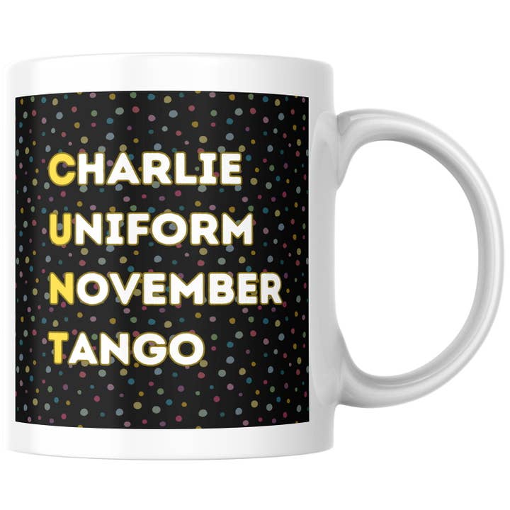 Lunabuloona – Großhandel Kaffeebecher – Rude Acronym „CUNT“ Keramikbecher, 11 Unzen, großer Griff