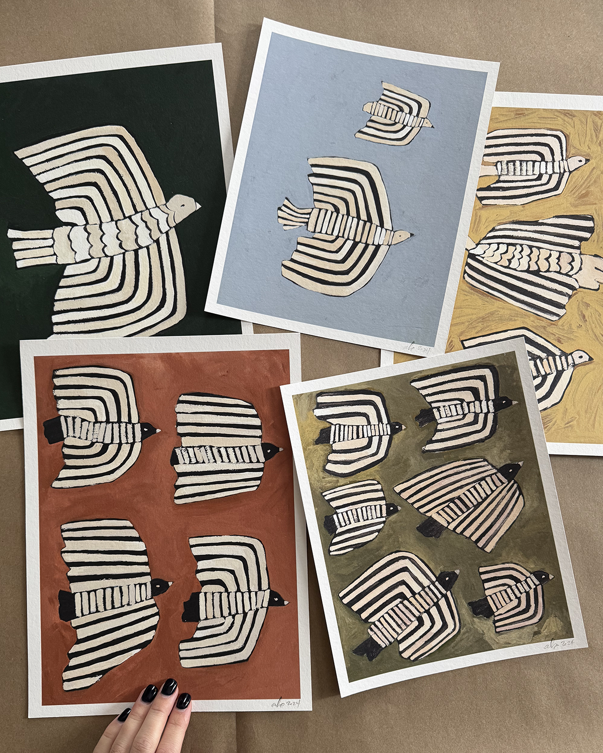 ALEX'S - Wholesale Art Print - Six Striped Birds Print4