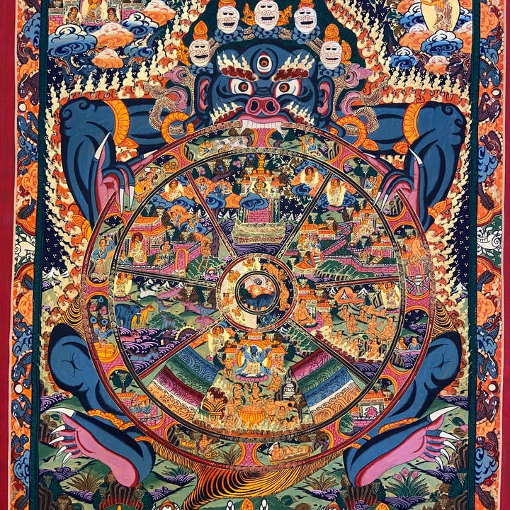 Wheel Of Life Masterpiece Thangka for wholesale by Art Of Tibet