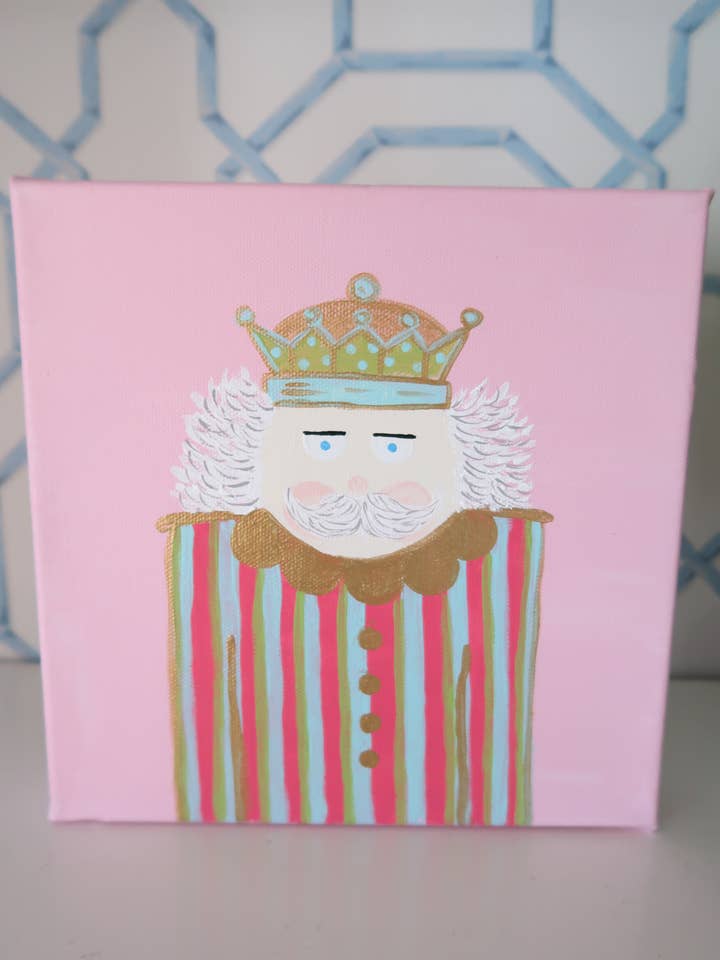 toile de casse-noisette rayée peinte à la main pour la vente par millie b & co