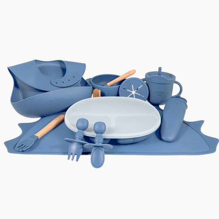 Althea Living - Venta al por mayor Conjunto de cubiertos - Niños y bebés - Vajilla de silicona orgánica - 15 piezas