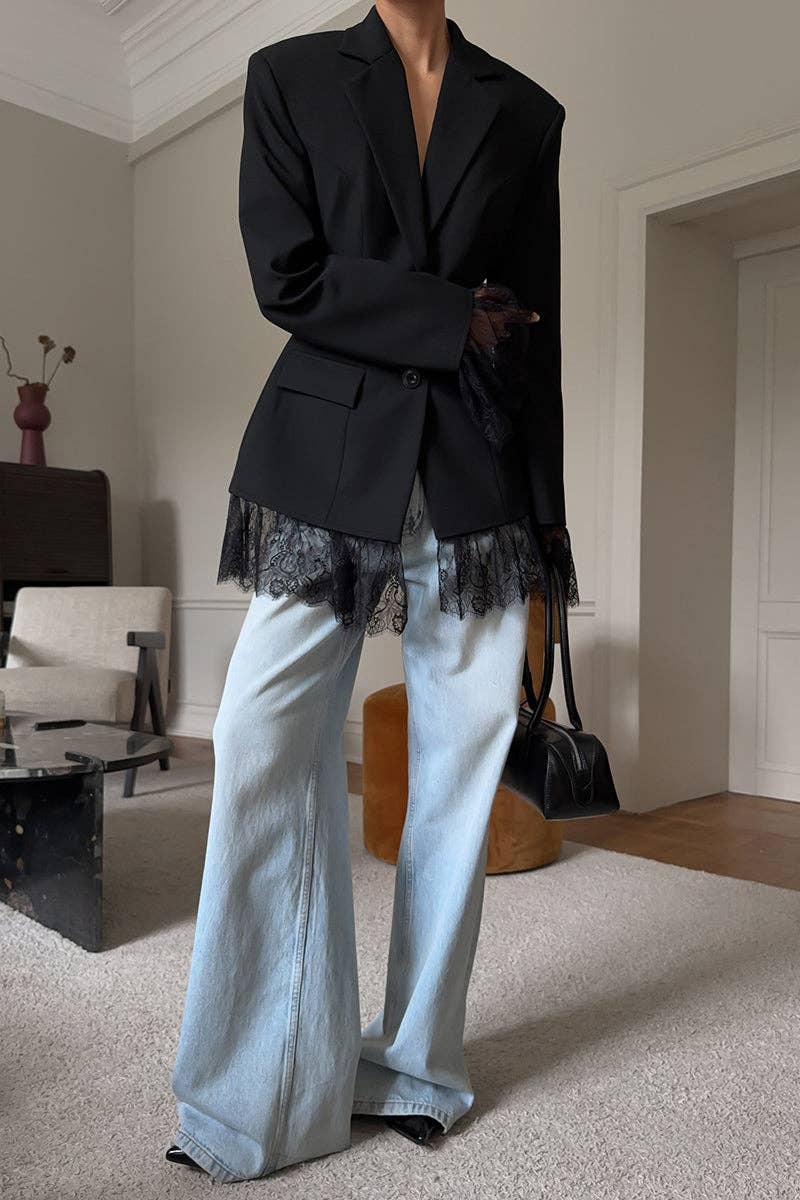 SORT Blazer med blonde-detaljer for engroshandel på Faire1