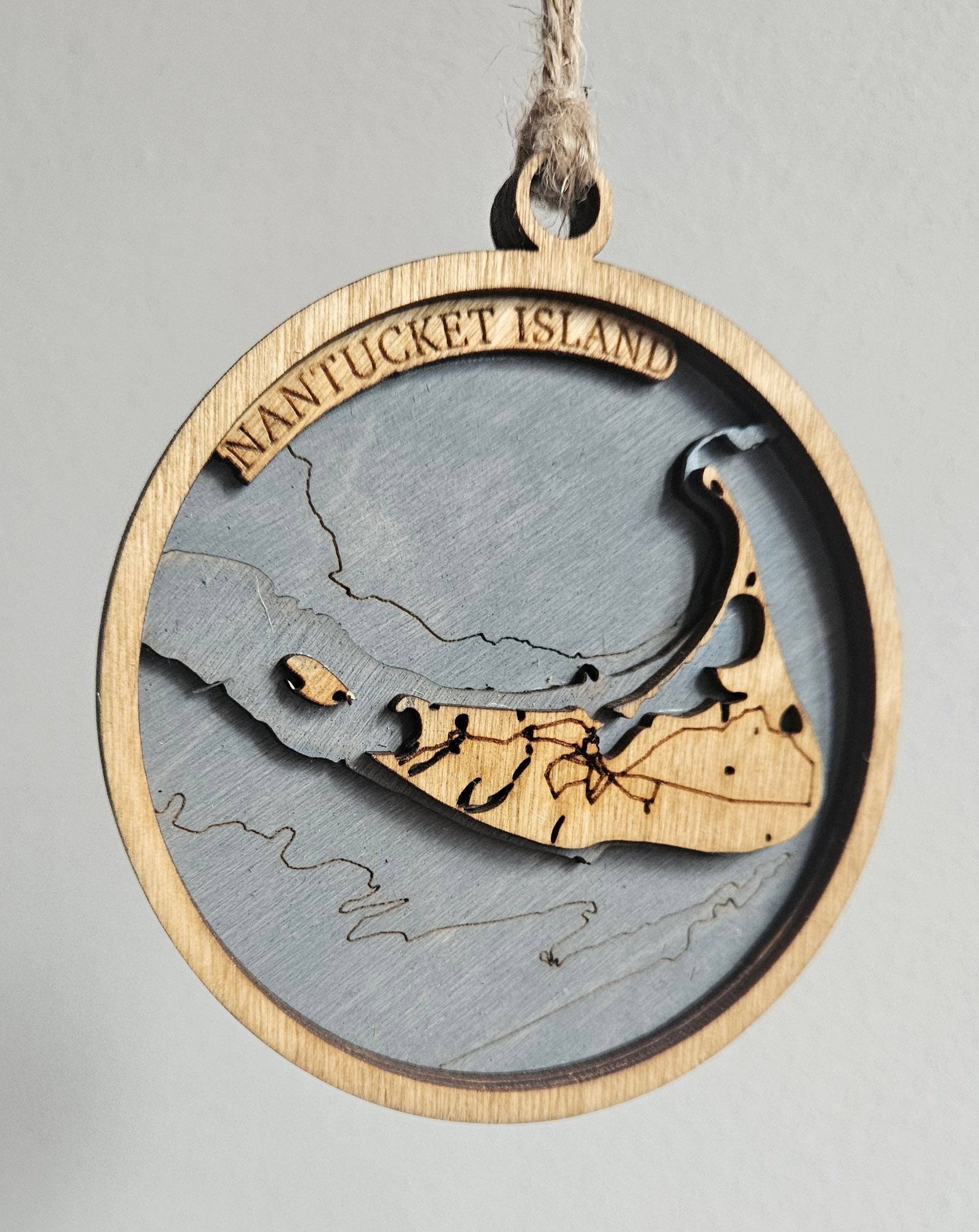 Coastal Carve Engravings - Wholesale Ornament - Nantucket Island, Massachusetts | bathymetric Ornament0