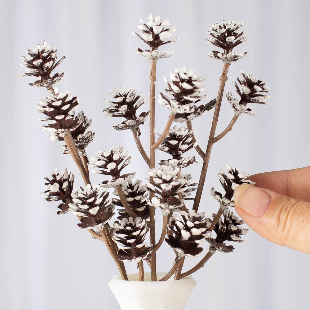 Factory Direct Craft - Wholesale Christmas Decoration - 9-1/2" Mini Snowy Pinecone Stem2