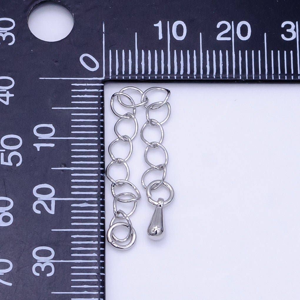 Aim Eternal - Wholesale Craft Supplies - White Gold Filled 2 Inch Cable Chain Extender Findings Set | Z7911
