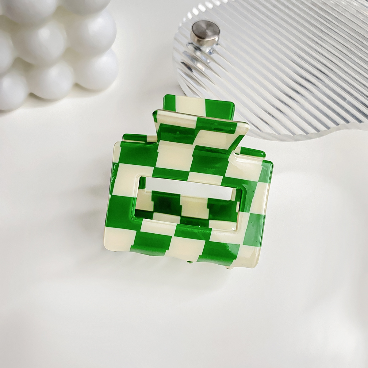 ACCITY - Wholesale Hair Clip - Women's - Checkerboard Hair Claw – Candy Color Acetate Look_CWMM1008431