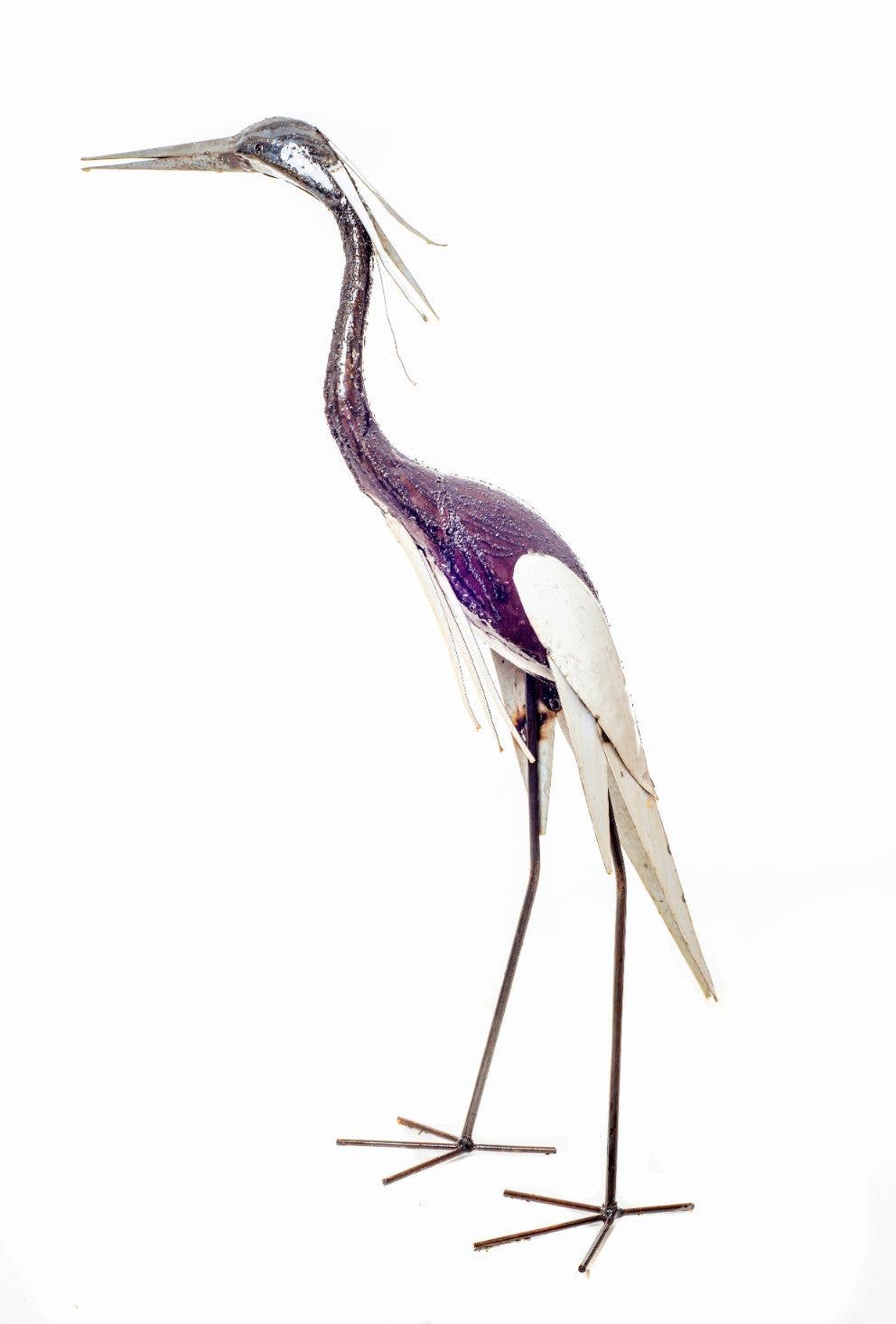 Zimba-Arts - Vente Sculpture - Zimba-Arts HÉRON BLANC EN MÉTAL GRAND1