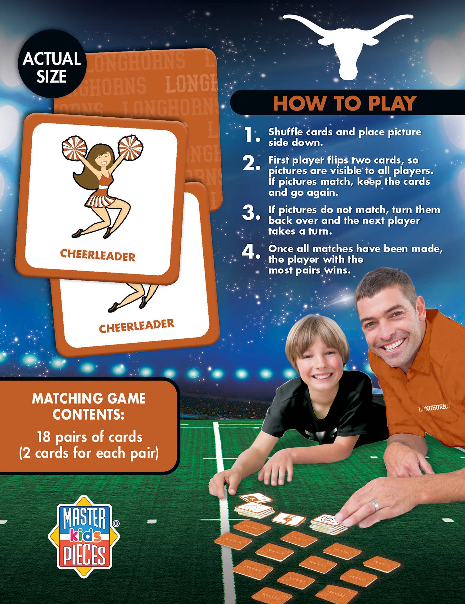 Masterpieces Puzzles - Wholesale Card Game - Texas Longhorns Matching Game2