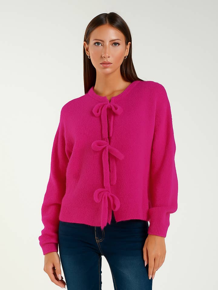 TAMBA - Wholesale Cardigan - Women's - Baby alpaca cardigan with bow closure2